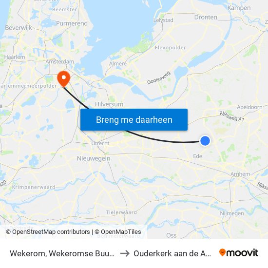 Wekerom, Wekeromse Buurtweg to Ouderkerk aan de Amstel map