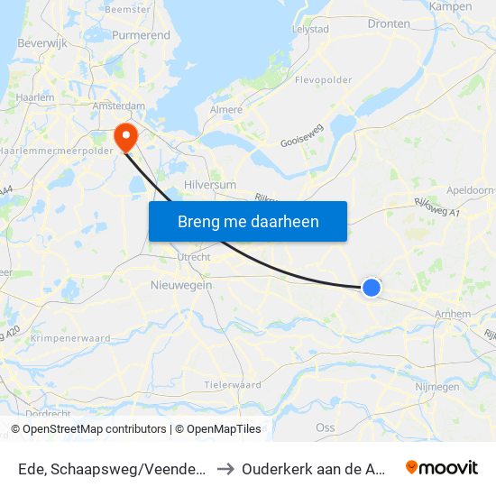 Ede, Schaapsweg/Veenderweg to Ouderkerk aan de Amstel map