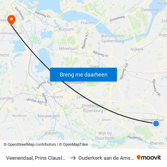 Veenendaal, Prins Clauslaan to Ouderkerk aan de Amstel map