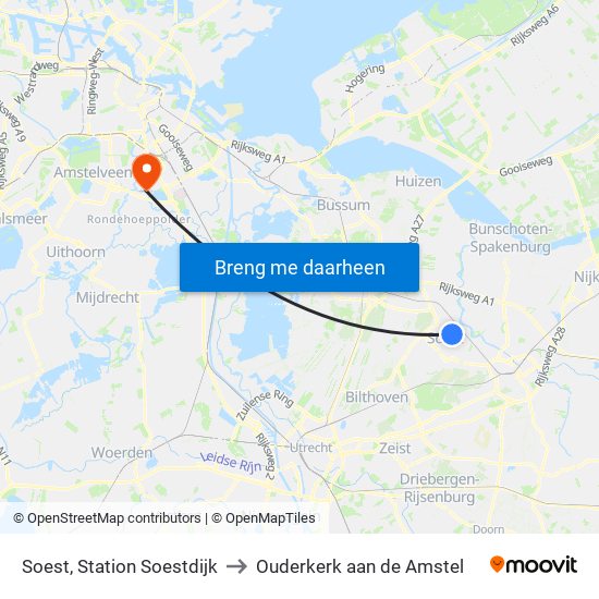 Soest, Station Soestdijk to Ouderkerk aan de Amstel map