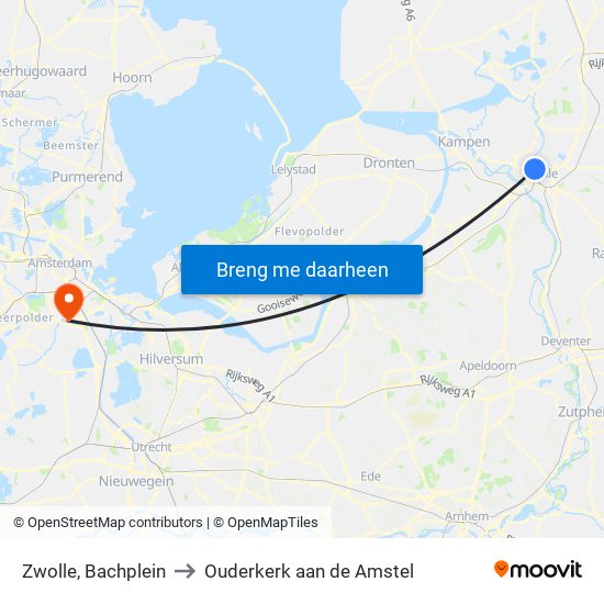 Zwolle, Bachplein to Ouderkerk aan de Amstel map