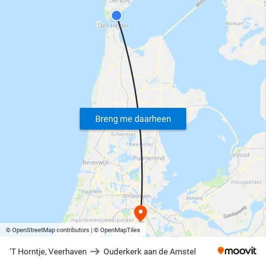 'T Horntje, Veerhaven to Ouderkerk aan de Amstel map