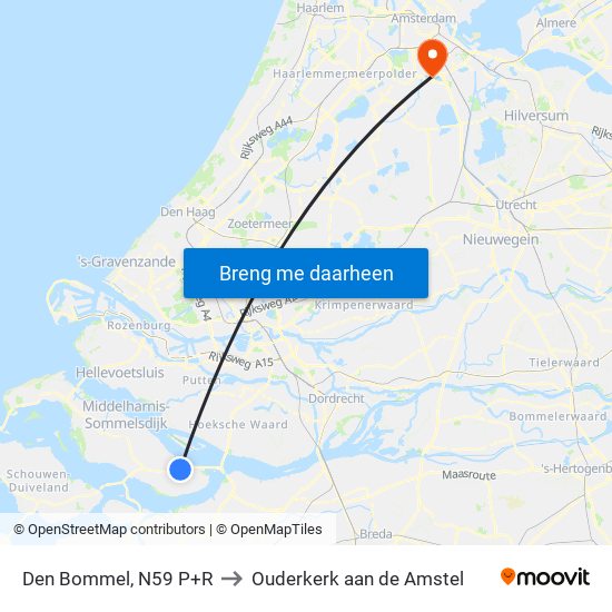 Den Bommel, N59 P+R to Ouderkerk aan de Amstel map