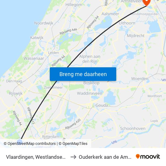 Vlaardingen, Westlandseweg to Ouderkerk aan de Amstel map