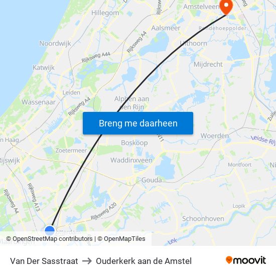 Van Der Sasstraat to Ouderkerk aan de Amstel map
