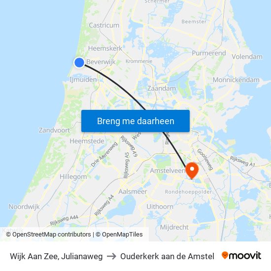 Wijk Aan Zee, Julianaweg to Ouderkerk aan de Amstel map