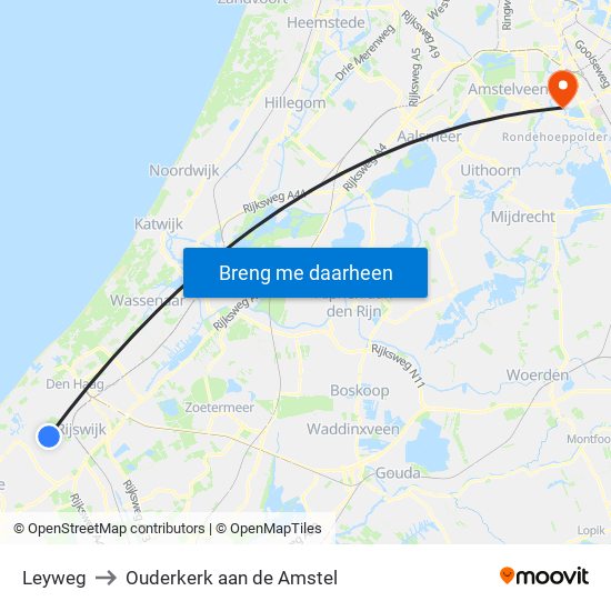 Leyweg to Ouderkerk aan de Amstel map