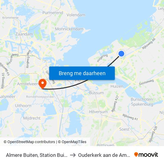 Almere Buiten, Station Buiten to Ouderkerk aan de Amstel map