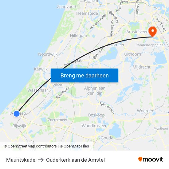 Mauritskade to Ouderkerk aan de Amstel map