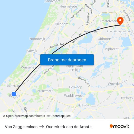 Van Zeggelenlaan to Ouderkerk aan de Amstel map