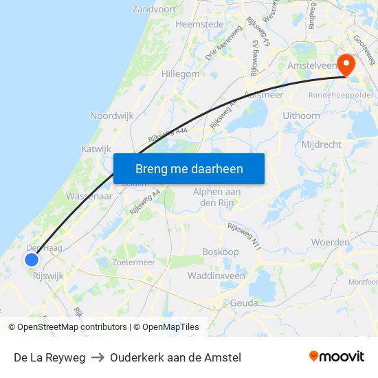 De La Reyweg to Ouderkerk aan de Amstel map