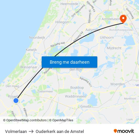 Volmerlaan to Ouderkerk aan de Amstel map