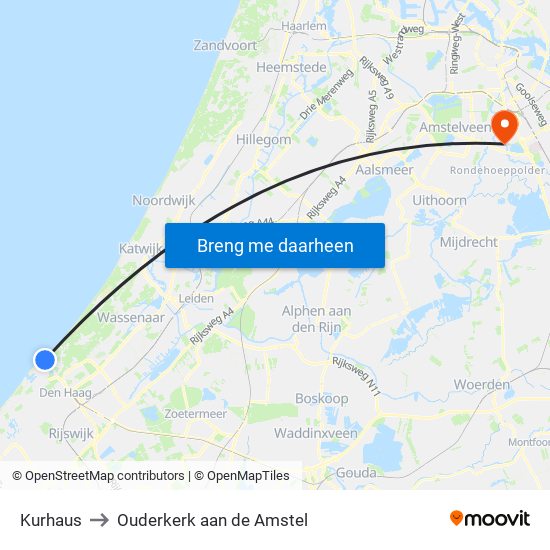 Kurhaus to Ouderkerk aan de Amstel map