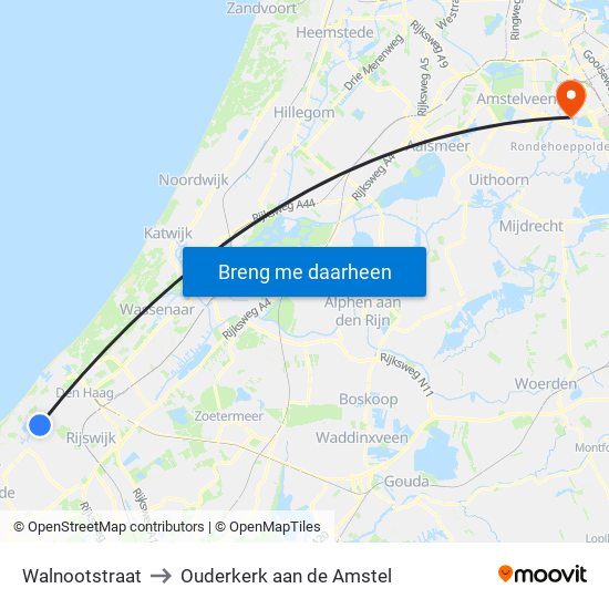 Walnootstraat to Ouderkerk aan de Amstel map
