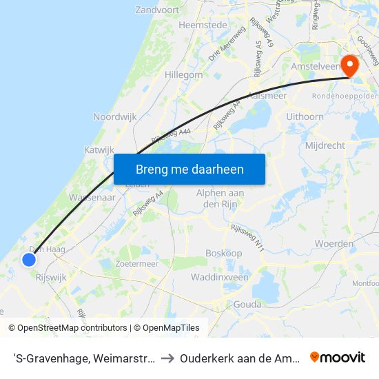 'S-Gravenhage, Weimarstraat to Ouderkerk aan de Amstel map