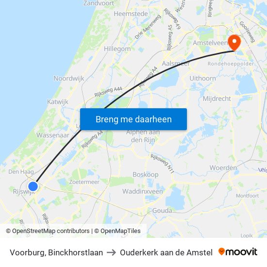 Voorburg, Binckhorstlaan to Ouderkerk aan de Amstel map