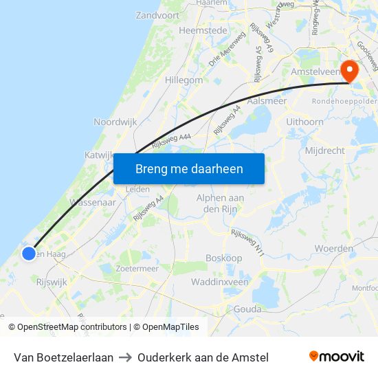 Van Boetzelaerlaan to Ouderkerk aan de Amstel map