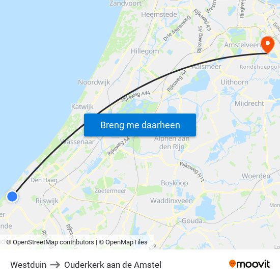 Westduin to Ouderkerk aan de Amstel map
