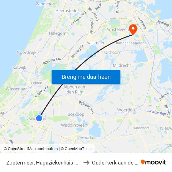 Zoetermeer, Hagaziekenhuis Zoetermeer to Ouderkerk aan de Amstel map