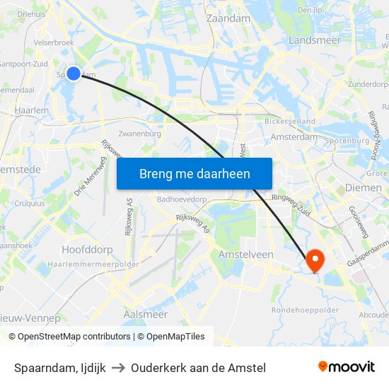 Spaarndam, Ijdijk to Ouderkerk aan de Amstel map