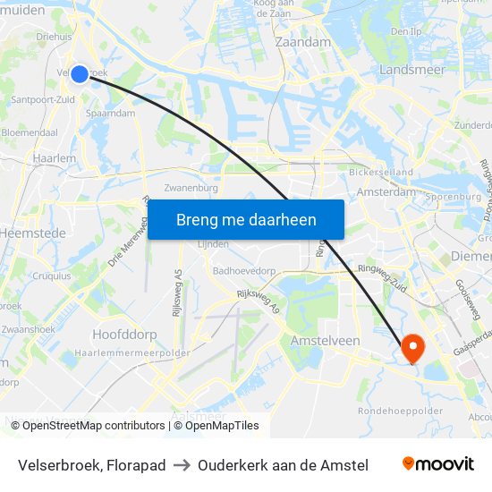 Velserbroek, Florapad to Ouderkerk aan de Amstel map