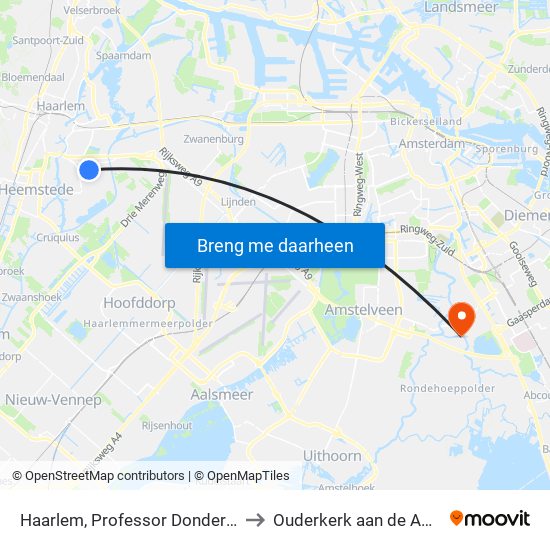 Haarlem, Professor Donderslaan to Ouderkerk aan de Amstel map