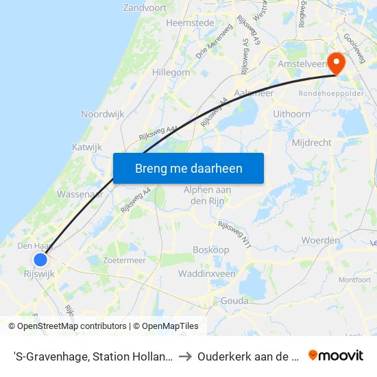 'S-Gravenhage, Station Hollands Spoor to Ouderkerk aan de Amstel map