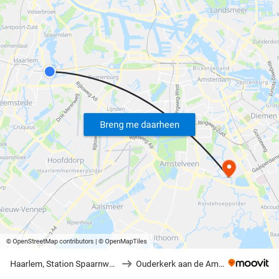 Haarlem, Station Spaarnwoude to Ouderkerk aan de Amstel map