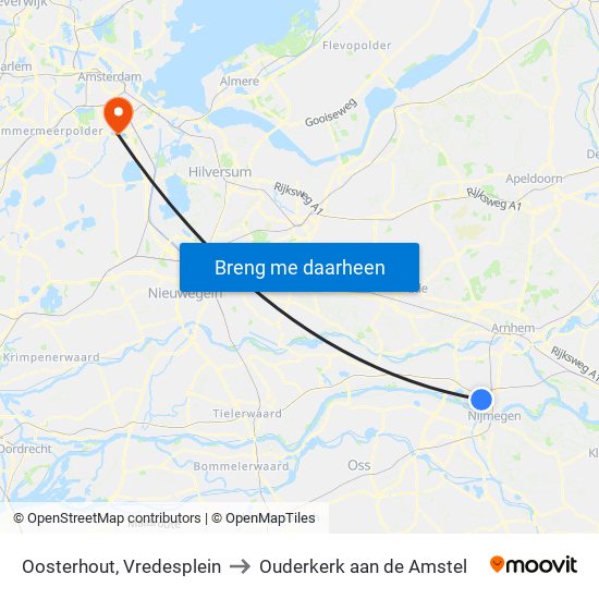 Oosterhout, Vredesplein to Ouderkerk aan de Amstel map