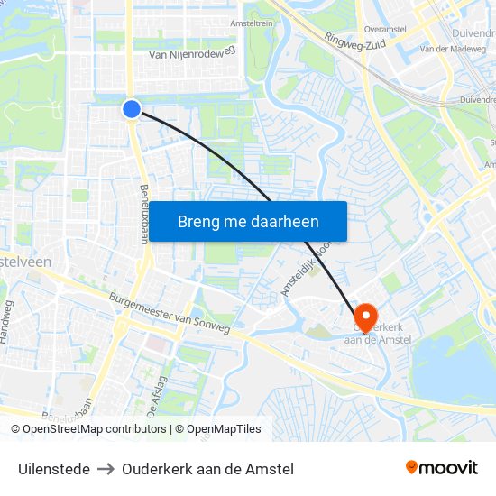 Uilenstede to Ouderkerk aan de Amstel map
