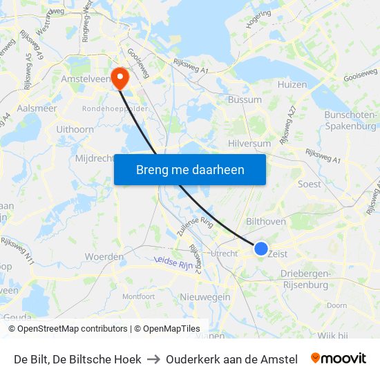 De Bilt, De Biltsche Hoek to Ouderkerk aan de Amstel map