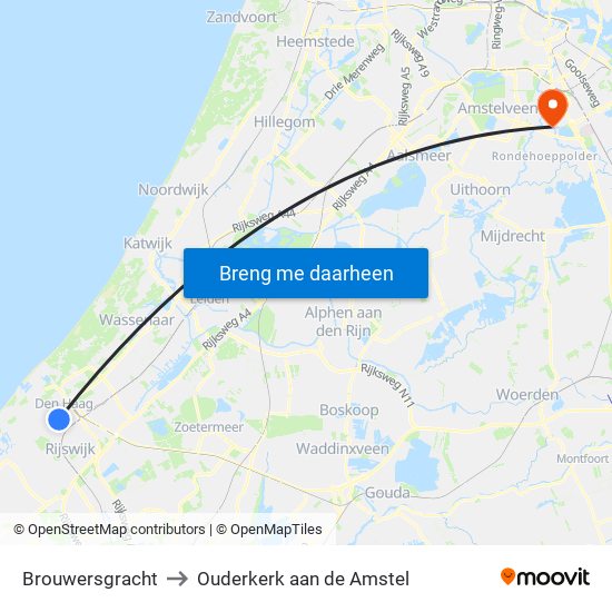 Brouwersgracht to Ouderkerk aan de Amstel map