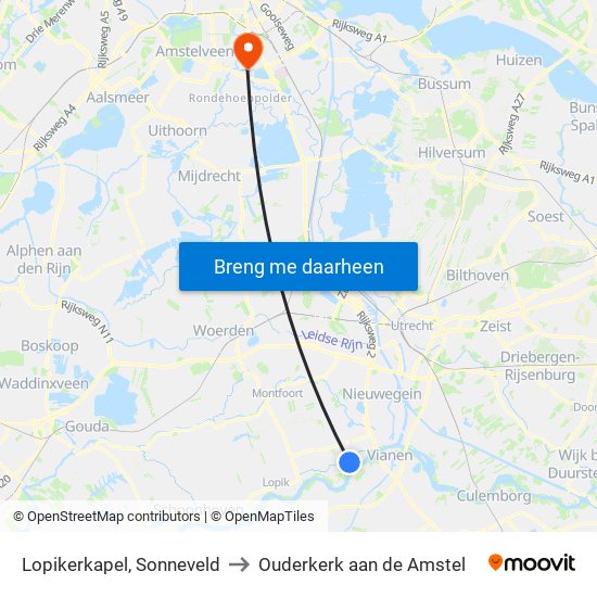 Lopikerkapel, Sonneveld to Ouderkerk aan de Amstel map