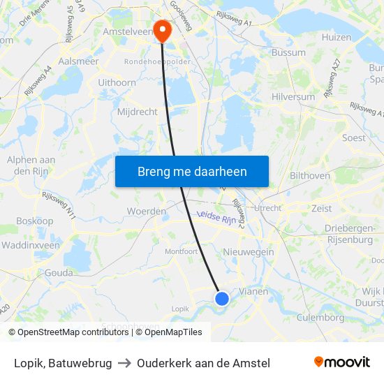 Lopik, Batuwebrug to Ouderkerk aan de Amstel map