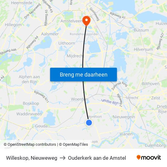 Willeskop, Nieuweweg to Ouderkerk aan de Amstel map