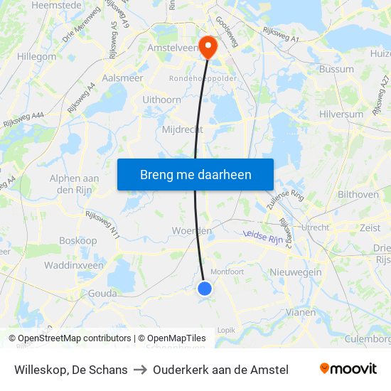 Willeskop, De Schans to Ouderkerk aan de Amstel map