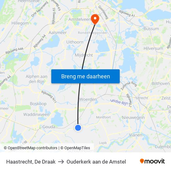 Haastrecht, De Draak to Ouderkerk aan de Amstel map