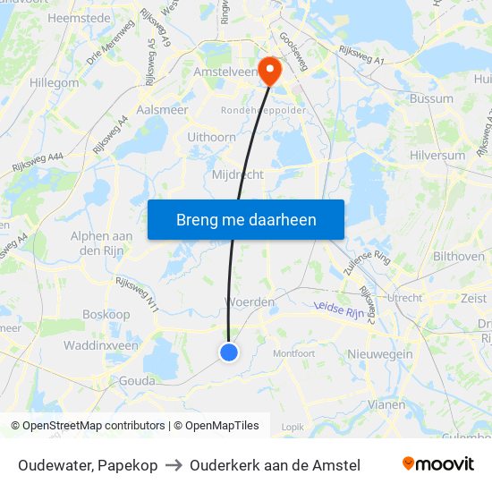 Oudewater, Papekop to Ouderkerk aan de Amstel map