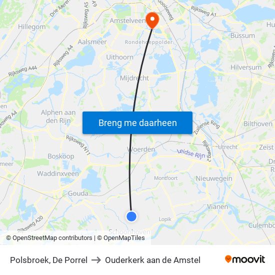 Polsbroek, De Porrel to Ouderkerk aan de Amstel map