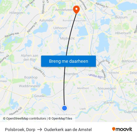 Polsbroek, Dorp to Ouderkerk aan de Amstel map