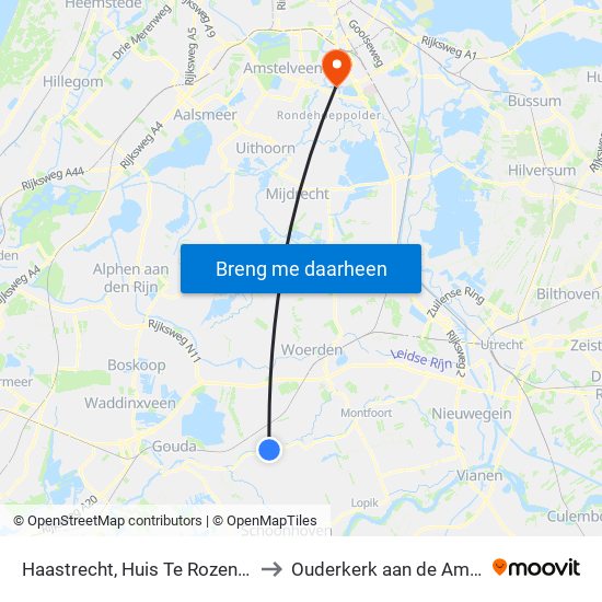 Haastrecht, Huis Te Rozendaal to Ouderkerk aan de Amstel map