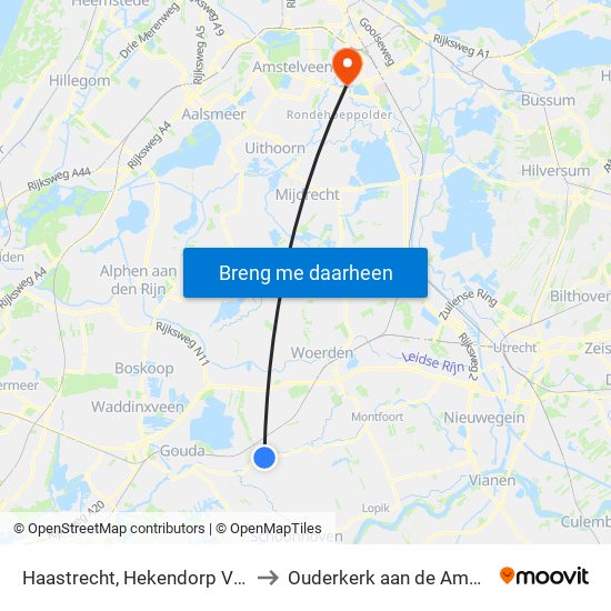 Haastrecht, Hekendorp Veer to Ouderkerk aan de Amstel map