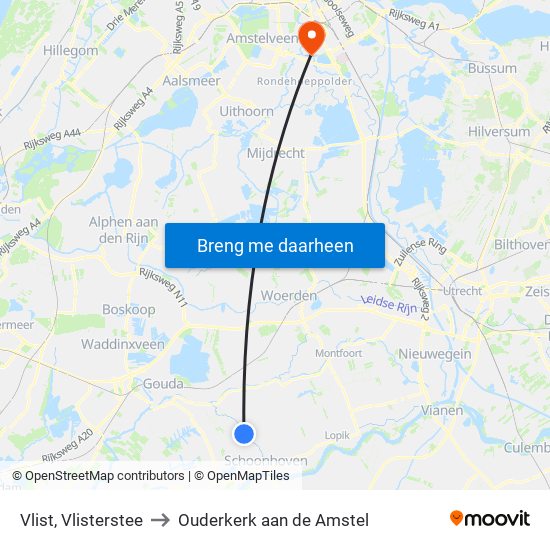 Vlist, Vlisterstee to Ouderkerk aan de Amstel map