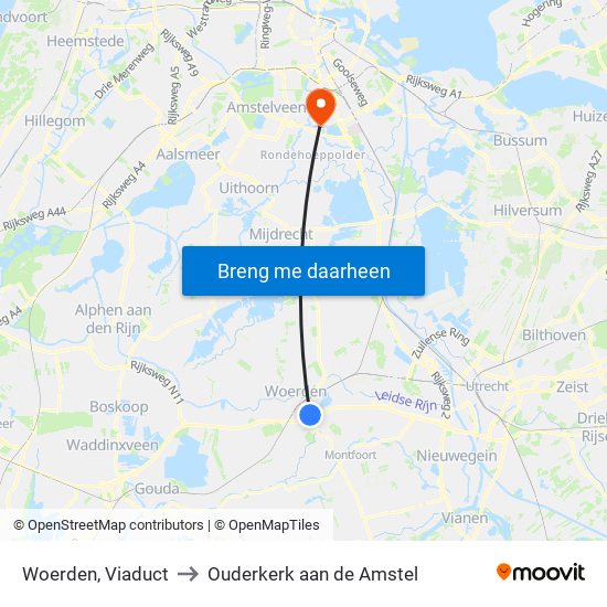 Woerden, Viaduct to Ouderkerk aan de Amstel map