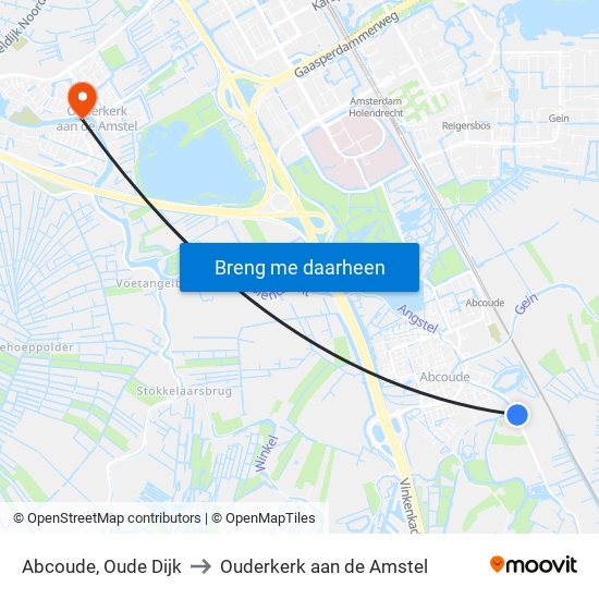 Abcoude, Oude Dijk to Ouderkerk aan de Amstel map