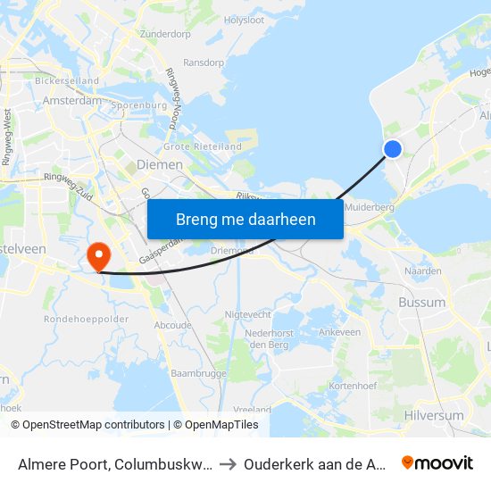 Almere Poort, Columbuskwartier to Ouderkerk aan de Amstel map