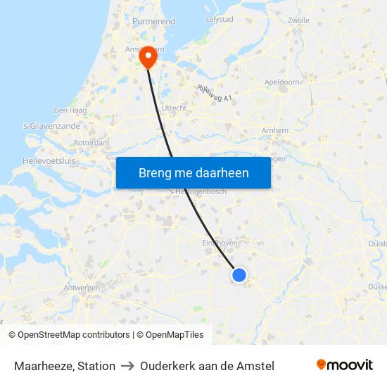 Maarheeze, Station to Ouderkerk aan de Amstel map
