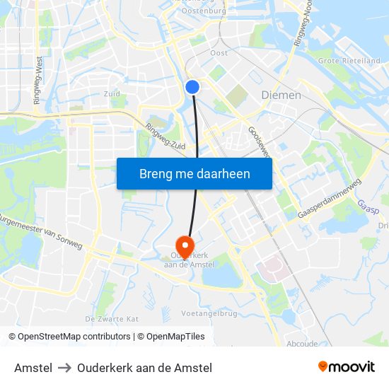 Amstel to Ouderkerk aan de Amstel map
