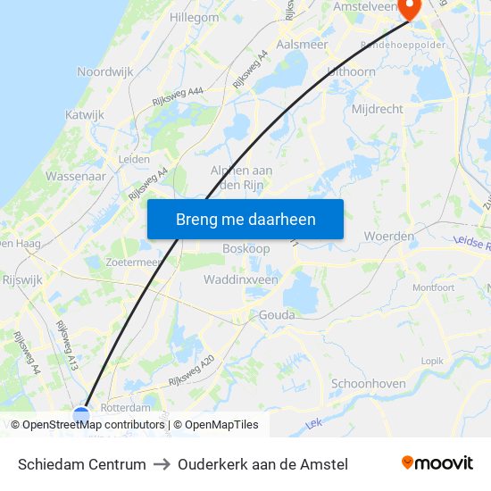 Schiedam Centrum to Ouderkerk aan de Amstel map