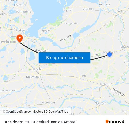 Apeldoorn to Ouderkerk aan de Amstel map